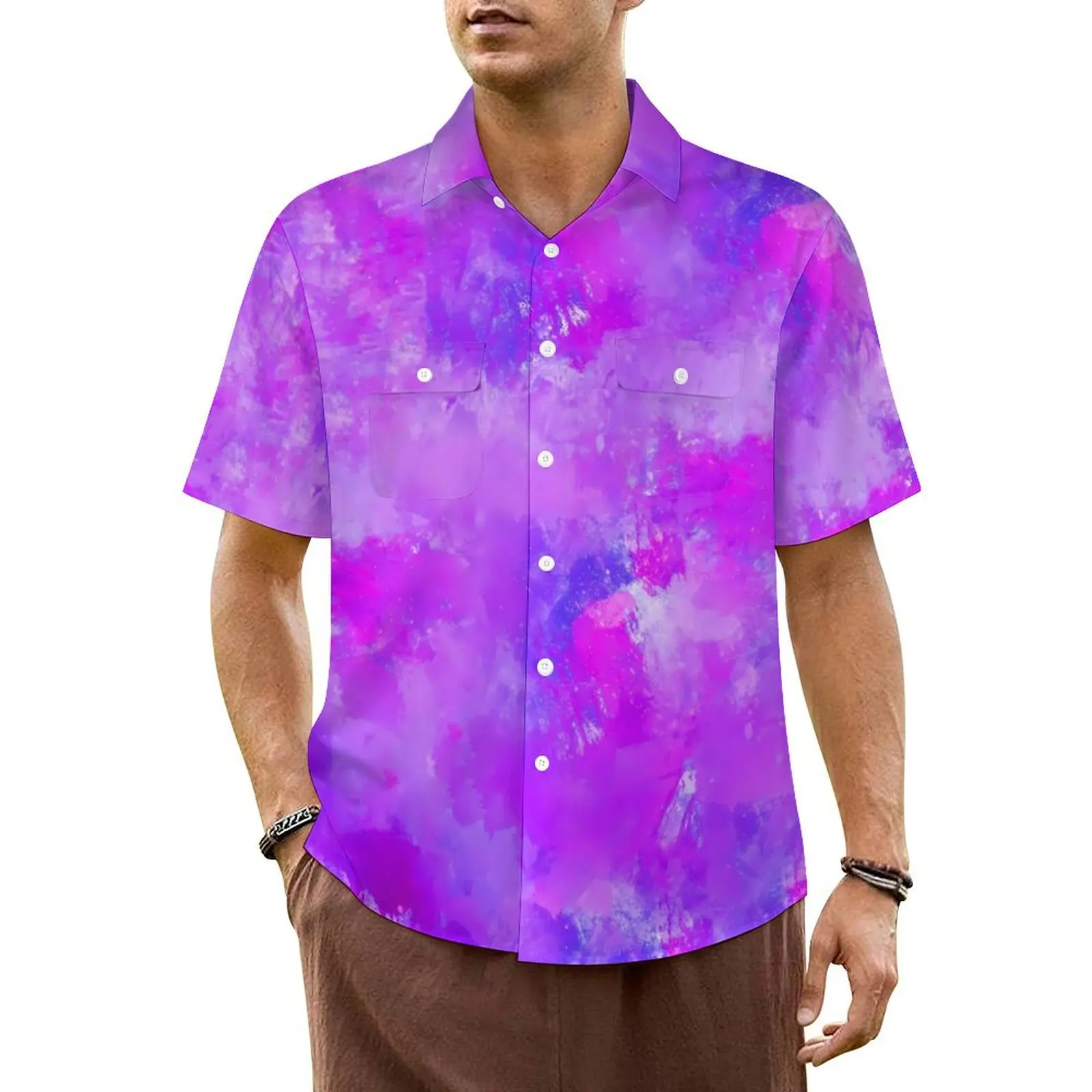 Colorful Paint Splatter Vacation Shirt Male Abstract Art Novelty Casual Shirts Hawaiian Short Sleeve Harajuku Oversize Blouses