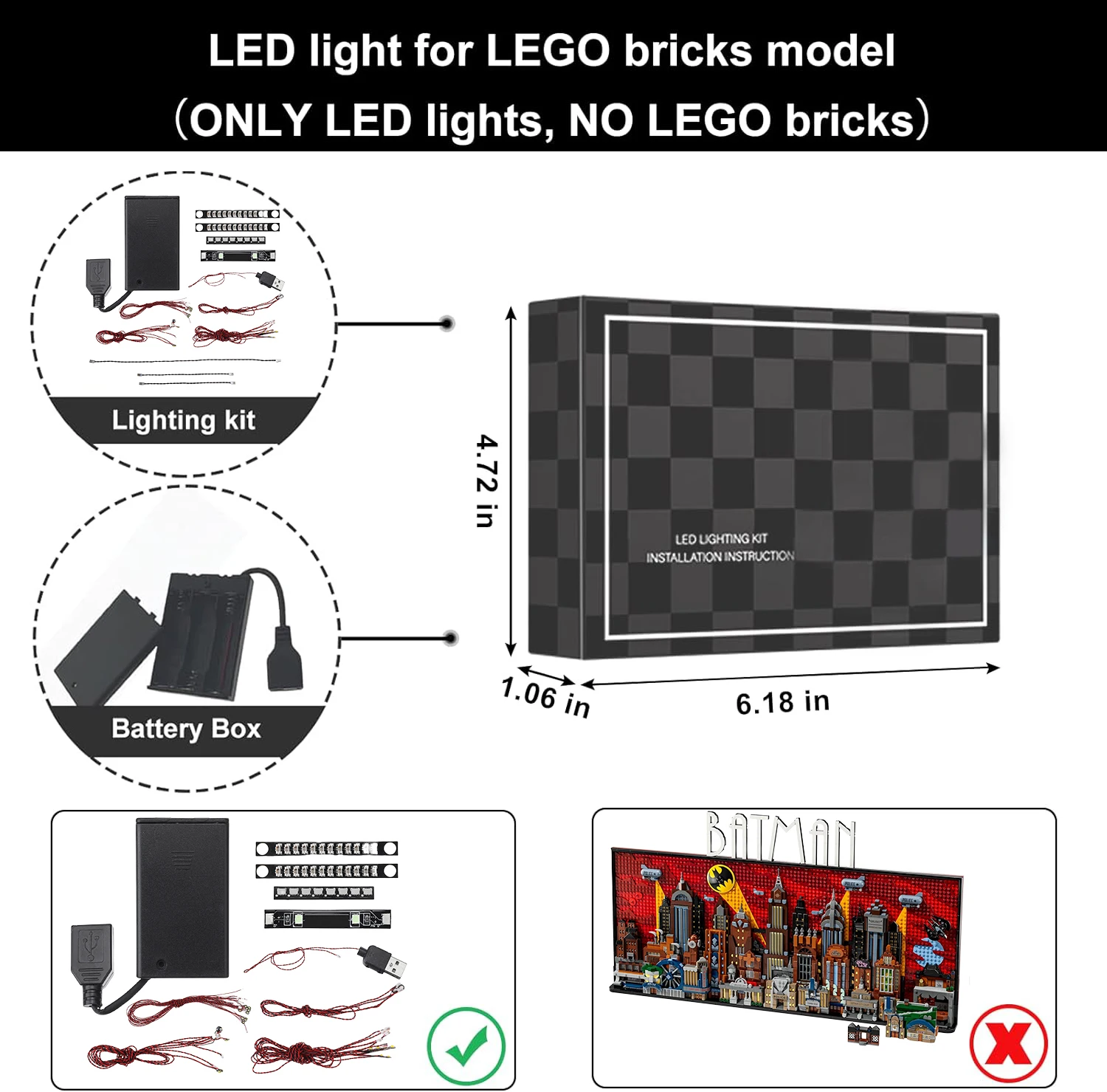 Hprosper LED Light For 76271 The Animated Series Gotham City Decorative Lamp With Battery Box (Not Include Lego Building Blocks)