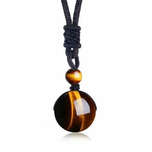 

14mm Natural Obsidian Tiger Eye Stone beads Pendant Necklace Charm Jewellery Fashion Accessories Hand-Carved Luck Amulet Gifts