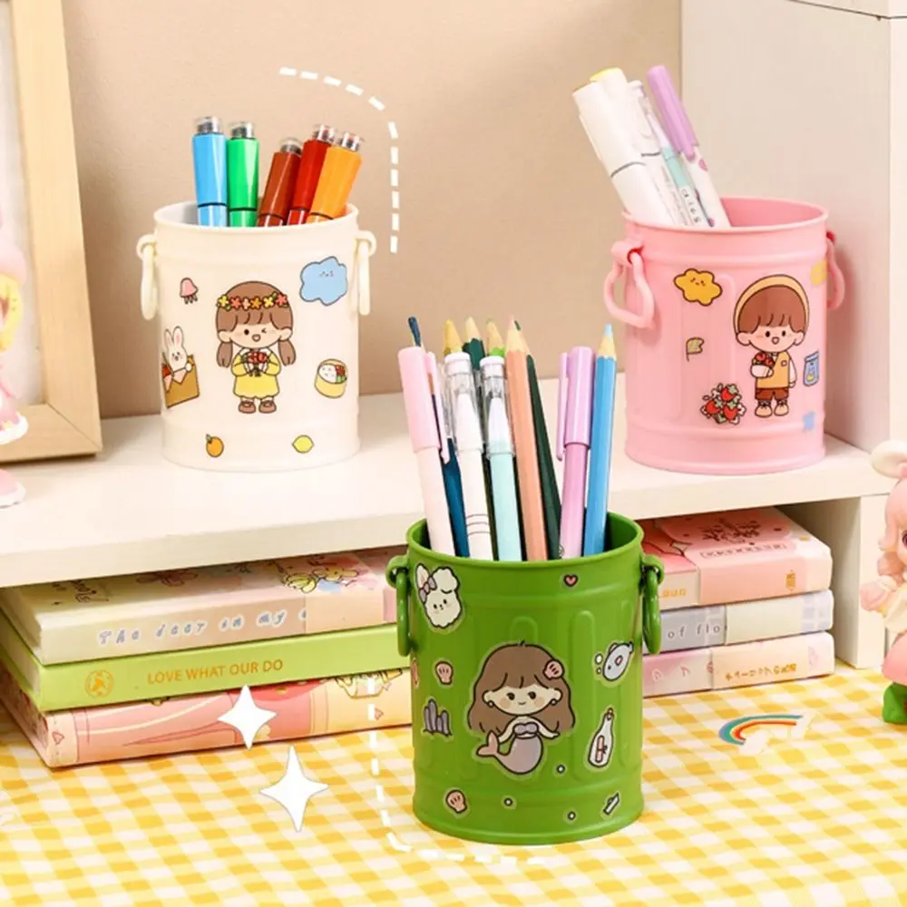 

Portable Retro Pen Holder Plastic Simple Makeup Brush Storage Box Reusable Large Capacity Stationery Storage Box Student