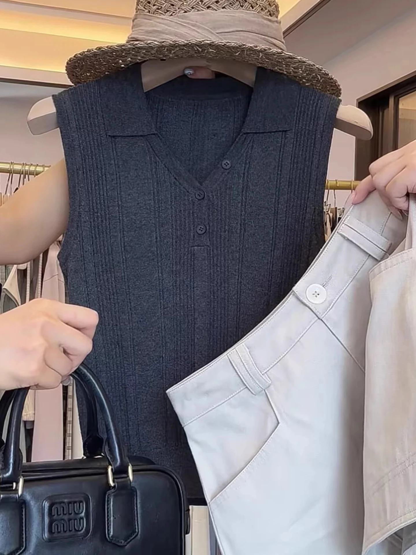 

Простой вязаный жилет Sli Color Svel, модный летний универсальный топ с капюшоном, корейский женский купальник Sle для поездок на работу Faion...