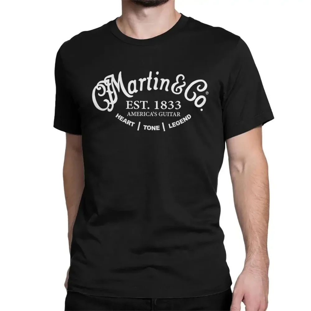 Camiseta de algodón 2024 para hombre, camisa de manga corta con logotipo de guitarra De Martin & Co, ropa de calle de Hip Hop, color negro, gran oferta, 100%