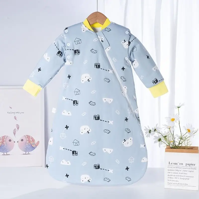 

Autumn Winter Cotton Baby Sleeping Bag Baby Jumpsuit Sleeping Bag With Zipper Detachable Sleeves Children Sleeping Bags