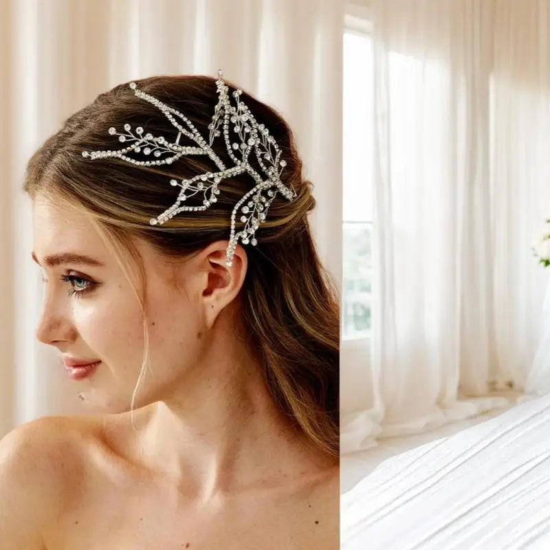 

Crystal Leaves Hair Comb Bridal Wedding Hair Accessories Handmade Fashion Woman Rhinestone Flower Headwear