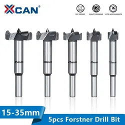 XCAN Wood Drill Bit Set 5pcs 15 20 25 30 35mm Self Centering Hole Saw Cutter Wood Hole Drilling Tools Forstner Drill Bit