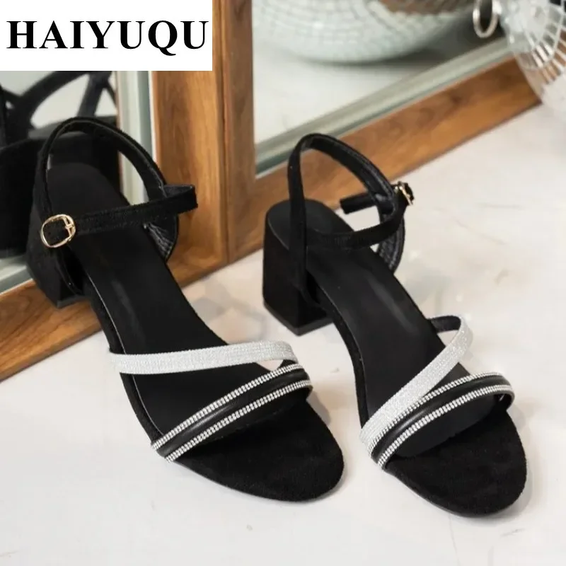 Summer Women Sandals Crystal High Heels Shoes Brand Chunky Slippers 2025 Trend Designer New Flip Flops Shoes Dress Pumps Ladies