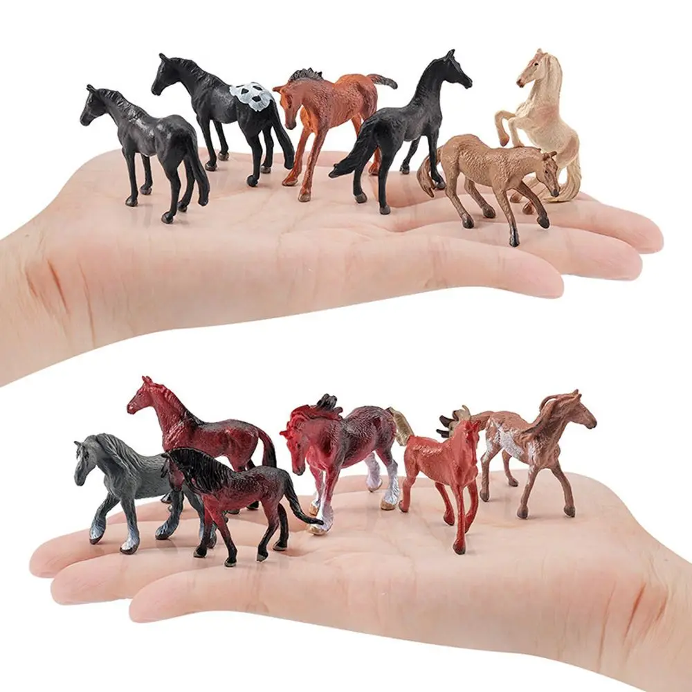 Modelo de caballo simulado, Mini figuras estáticas para niños, juguete realista, figuras de poni, Animal, Club de caballos, adorno de pastel