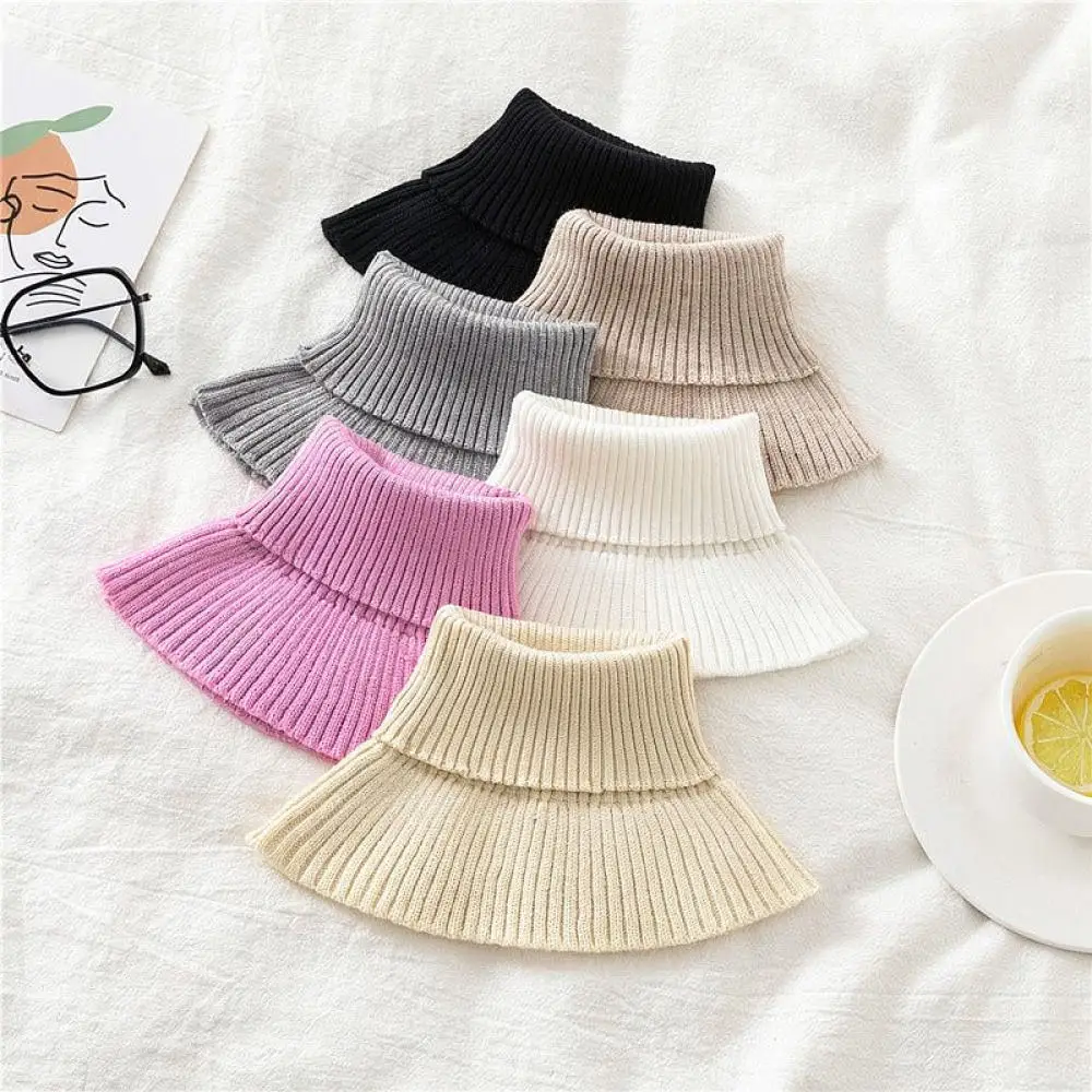 Winter Thermal Knitted Neck Gaiter For Women High Elastic Fake Collar Scarf Stretchy Headband Wrap Comfortable Neck Guard