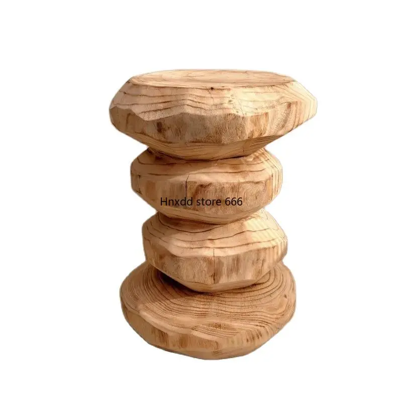 

Creative Solid Wood Stool Shoeshine Stool Root Carving Wooden Pier Wabi-silent Log Sofa Side Table Corner Table Decoration