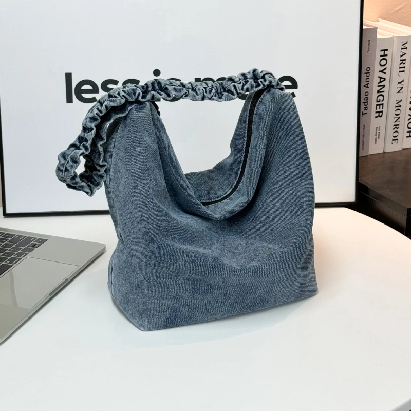 

Denim Solid Color Large Capacity Shoulder Bags Fashion Versatile 2025 Hot Sale Bags for Women Commuting Thread Crossbody Bag