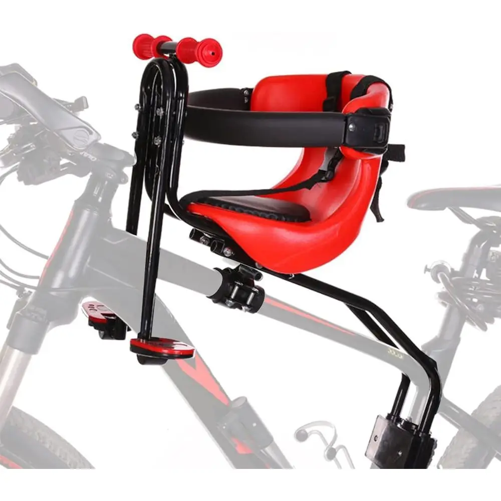 

Front-Mounted Child Bike Seat, 50kg Capacity, Adjustable for Ages 8 Months to 4 Years, with Handrail and Seatbelts, Red