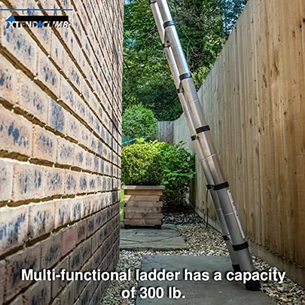 Telescoping Multi-functional 15.5 Ft Aluminum Ladder ANSI Type 1A-300lbs Capacity Safety Locking System Retractable Stabilizers