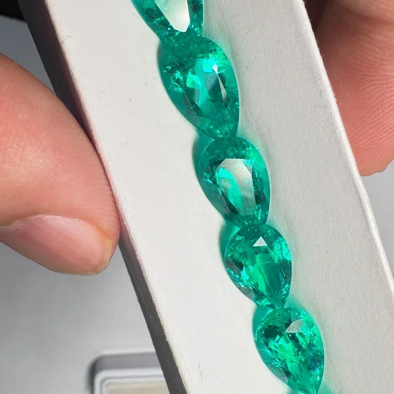 

Top Pear Shape Colombia Emerald Lab Grown Stones Natural Colour Rich Content Charms for Jewelry Making Extremely Shiny Wholesale