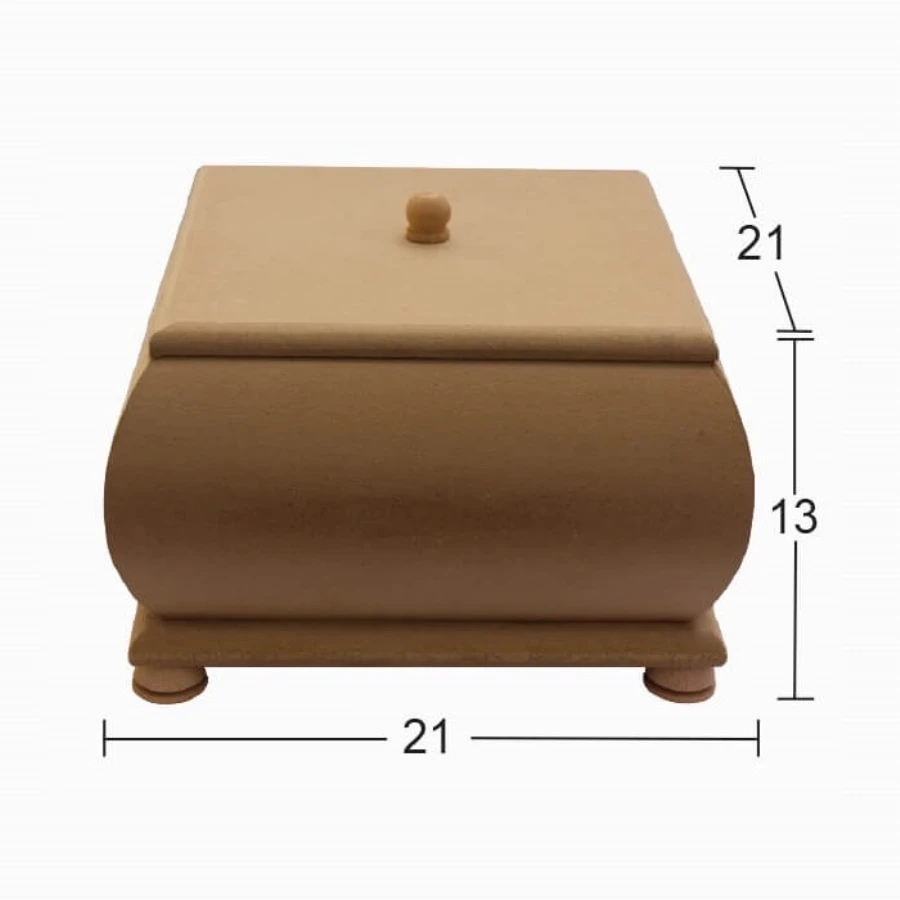 KU379 Big Square Bombe Box, Can Be Painted Wood Mdf Box