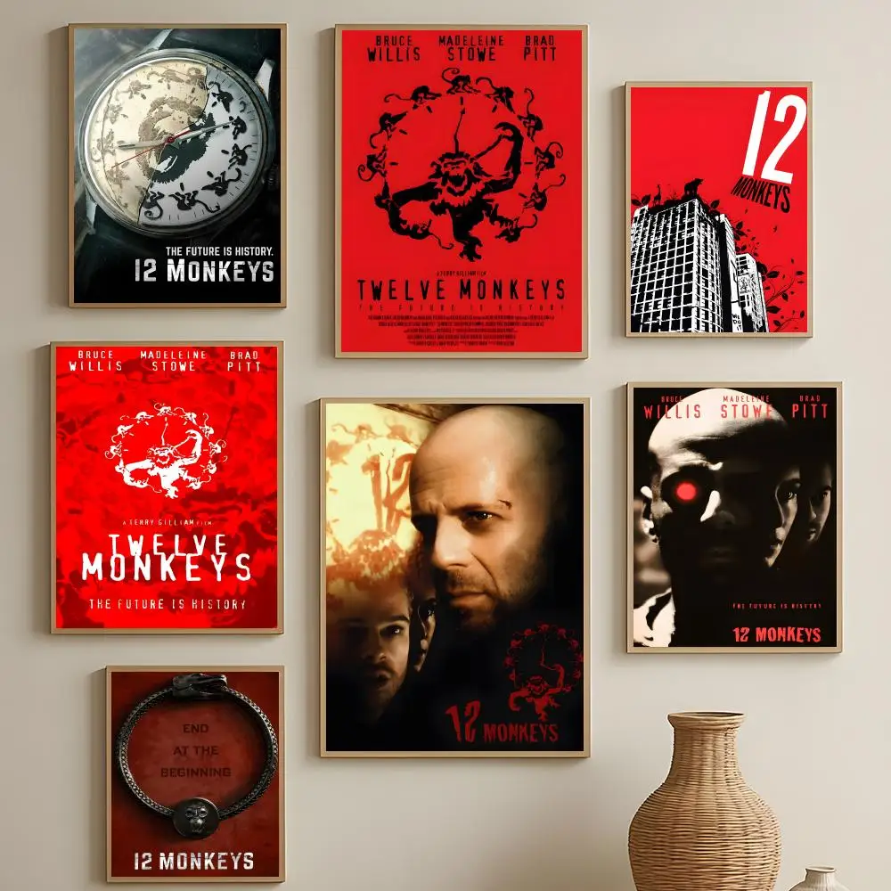Sci-Fi-Film „Twelve Monkeys“ Poster HD Selbstklebend Wasserdicht Wandkunst Einfach Anzubringen Multi-Szenen-Dekoration