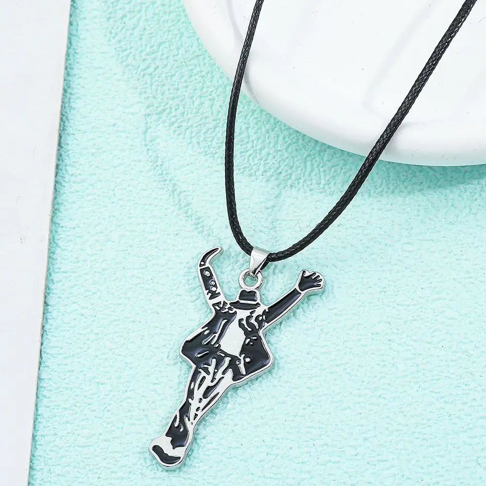 Punk Classic Pop Star Singer Michael Necklace Dancing Enamel Pendant Necklace Fans Monumental Jewelry Accessories Gifts