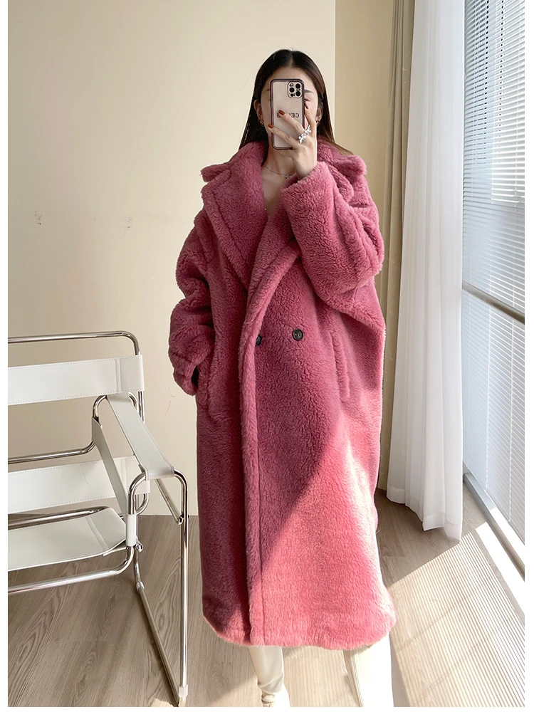 

2023 Hot Selling New Long Thickened Winter Jacket Teddy Bear Fur Coat Women's Particle Sheep Sheared Fleece Fur One Piece Coat