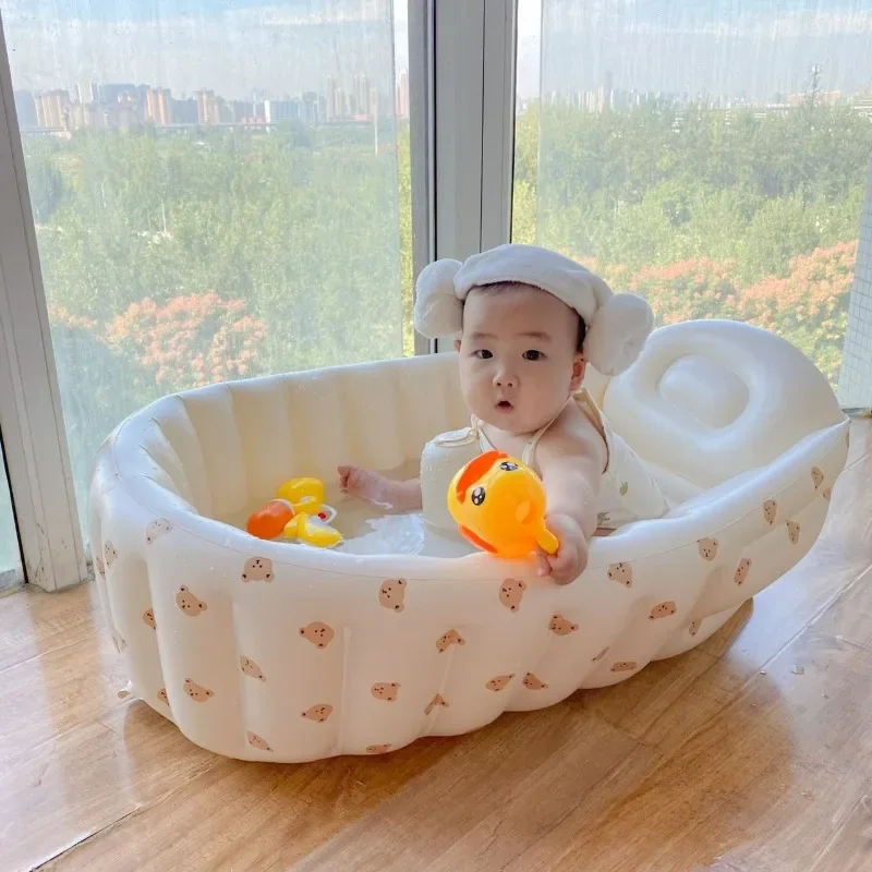 Portable Children's Inflatable Swimming Pool Newborn Sitting and Lying Bathtub Foldable Baby Bathtub