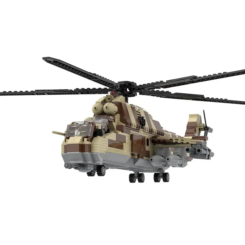 Moc อาคารอิฐทหาร Mi-24 เฮลิคอปเตอร์อาวุธรุ่นเทคโนโลยี Modular Blocks Construstion ของเล่น DIY ชุดประกอบของขวัญ