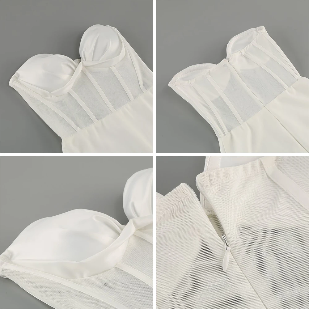 Abiti lunghi aderenti aderenti in rete trasparente con spalle scoperte sexy senza spalline Abito lungo da cocktail Abito da sera Abiti da concerto di compleanno