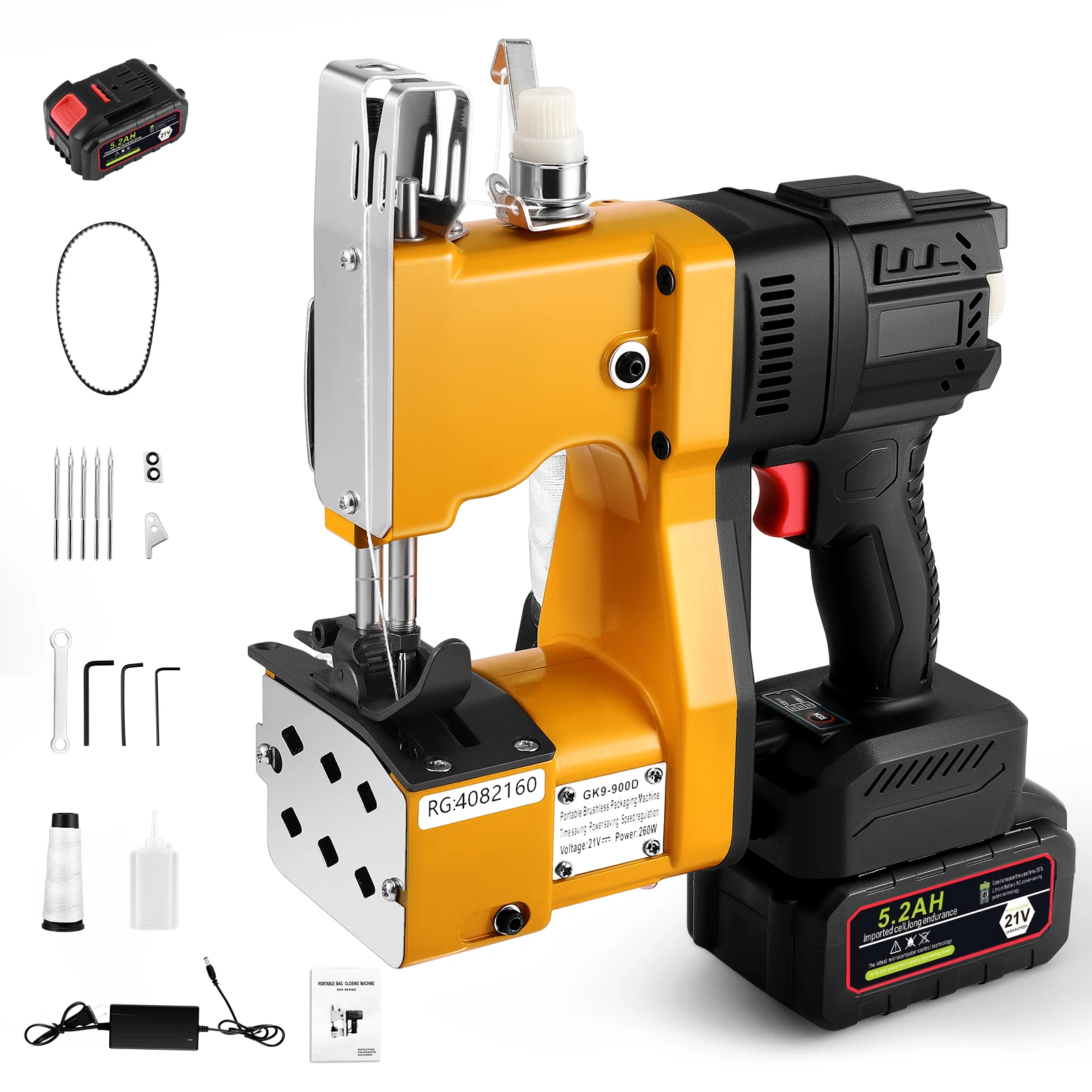 Elektrische Zak Naaimachine 50000mAh 21V Draagbare Zak Sluitmachine voor Stoffen Zak Papieren Zak Zandzak Jute graan Zak 220V