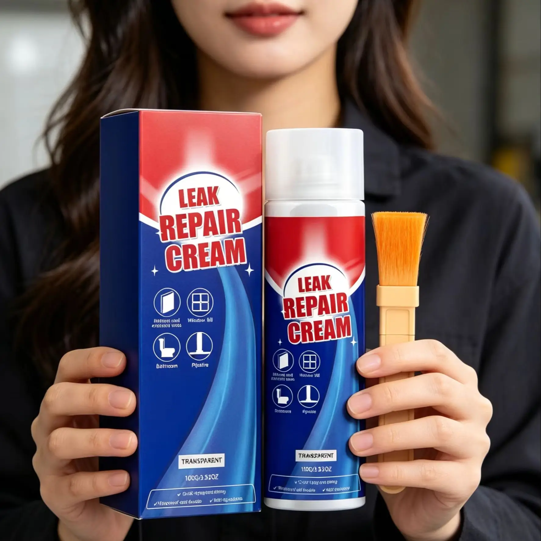 Leak Glue Transparent Invisible Waterproof Agent Indoor & Outdoor Quick Dry Glue for Pvc Water Leak Repair Cream with Brush 100g