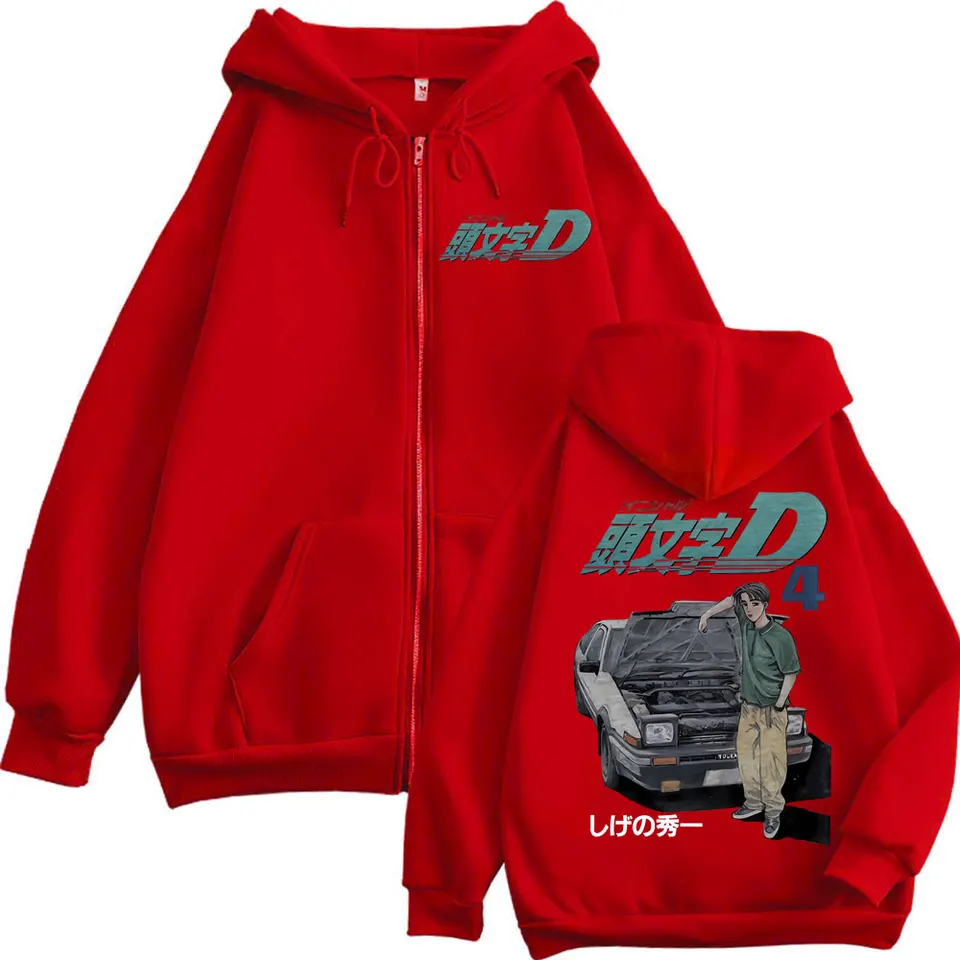 Anime Initial D Takumi Fujiwara Graphic Zipper Hoodies Harajuku