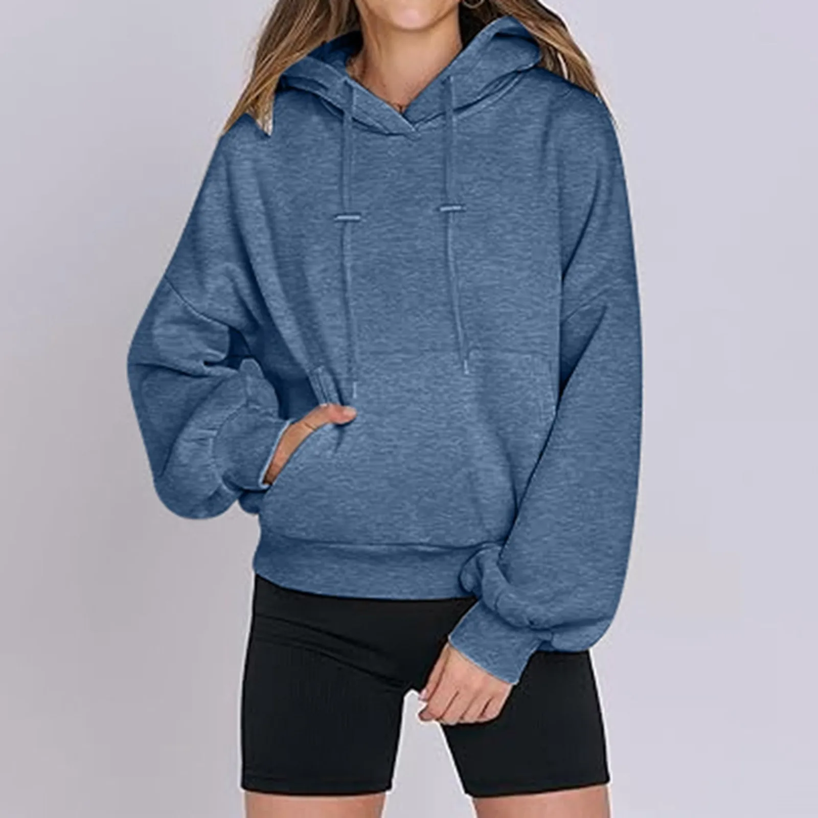 

Casual Solid Sweatshirt For Women Hooded Long Sleeve Minimalist Daily Soft Sweatshirts Female Fashion Fall