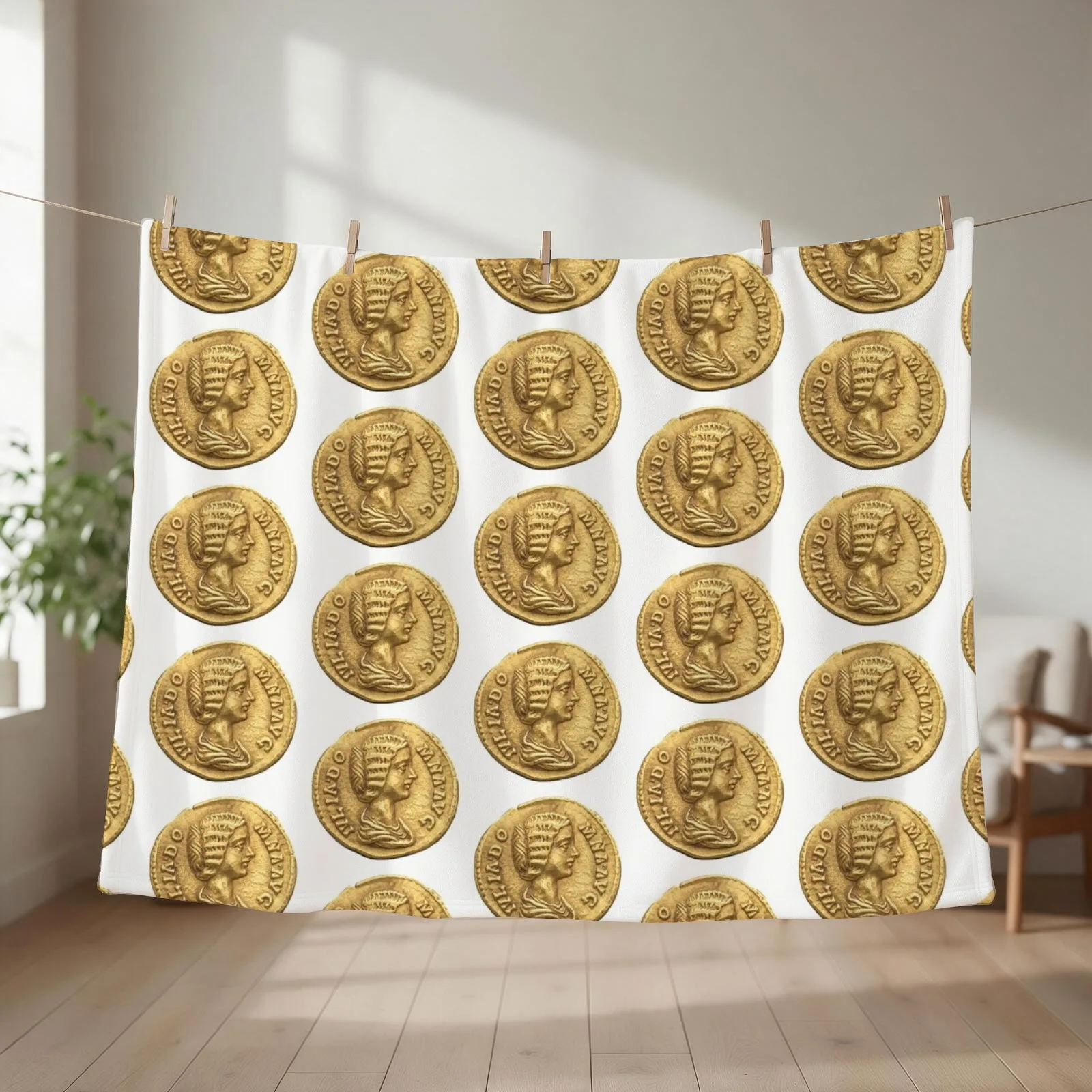 Julia Domna Gold Aureus coin Throw Blanket couch cozy soft plush fuzzy picnic outdoor blanket