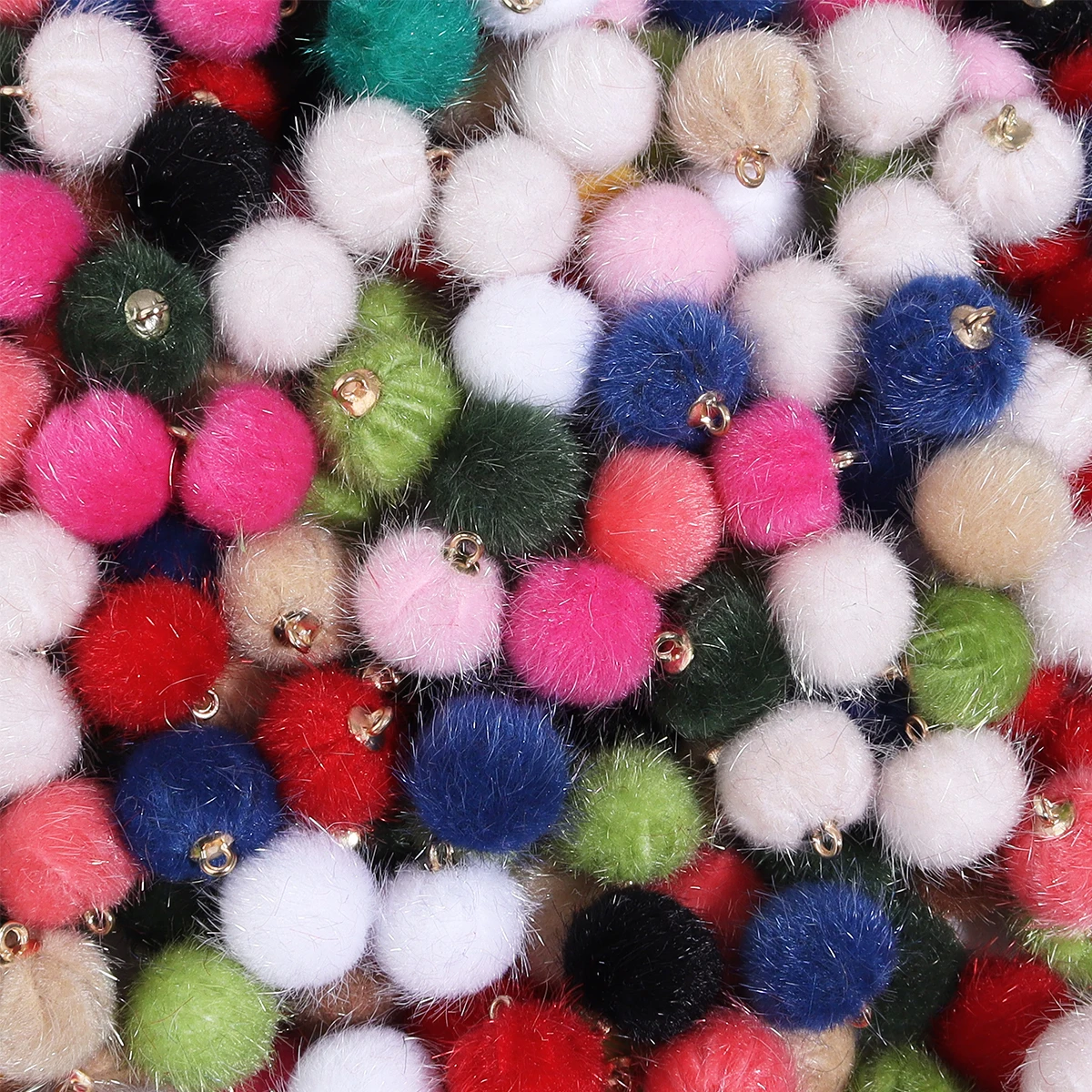 20 Stück bunte Plüsch-Fellkugeln, Perlen, Anhänger, Pompon-Perlen für DIY-Halsketten, Ohrringe, Armbänder, Schmuckherstellung – Detail 4