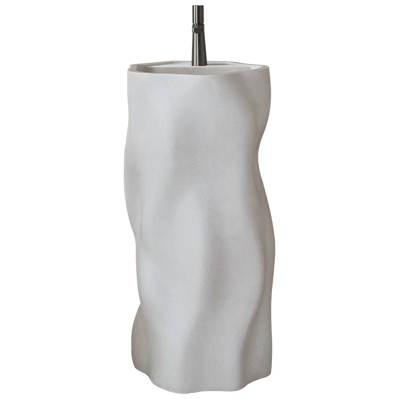 

Japanese wabi-**** cream style designer column basin floor-to-ceiling integrated art wash basin creative personalized face
