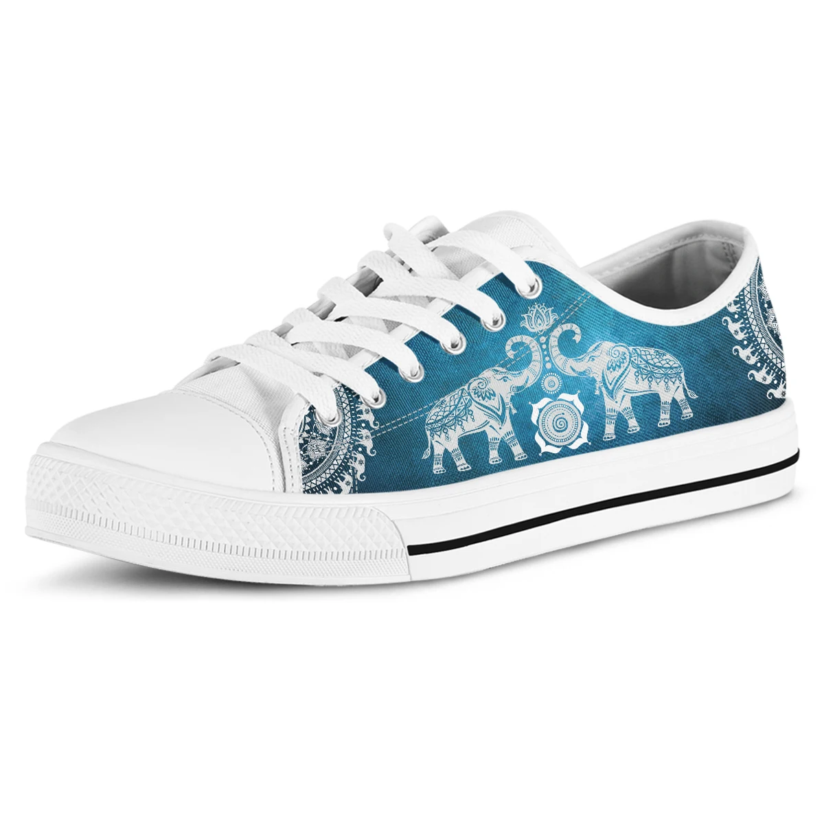 New Elephant Print Female Shoes Designer Wear-Resistant Casual Canvas Sneakers Fashion Trend Outdoor Print Low -Top Flats