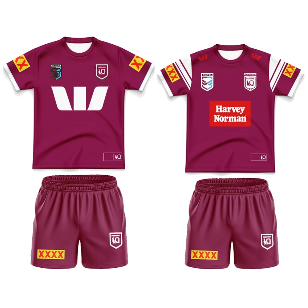 kids 2025 QLD Maroons rugby jersey Australia Queensland youth children rugby shirt jerseys t-shirt Children's set