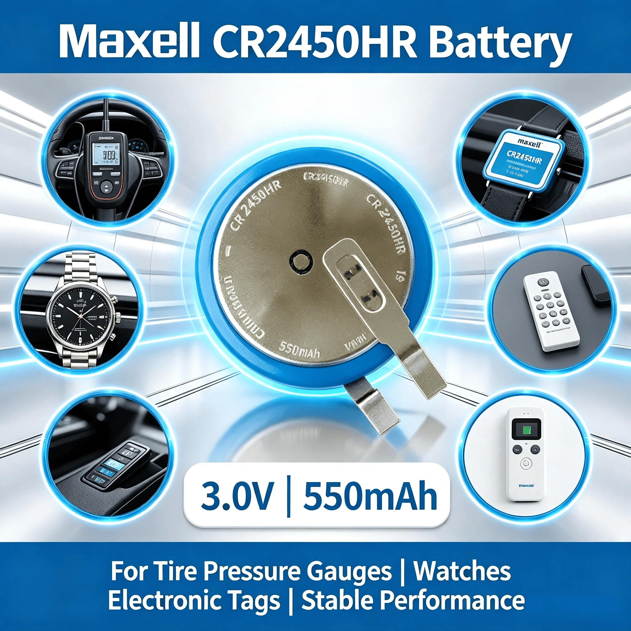 1PCS Brand New Original Maxell CR2450HR CR2450 CR2450N High-Temperature Lithium Battery 3V Tire Pressure Monitoring Button Cell