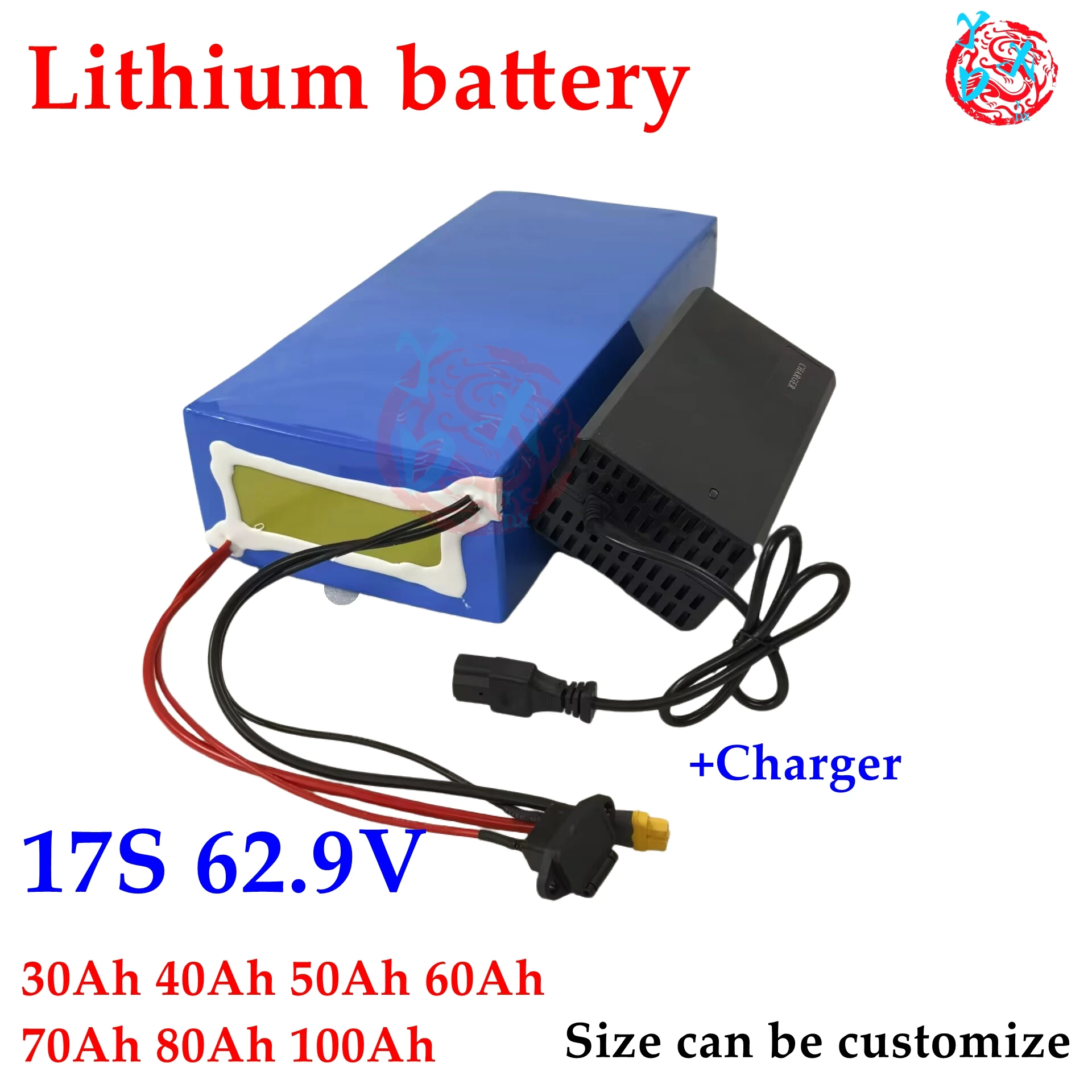 60v 80ah 40Ah 62.9V 100Ah li-ion battery BMS 17S 30Ah 62.9V 50Ah 60Ah lithium for 3000w scooter bicycle motorcycle + charger