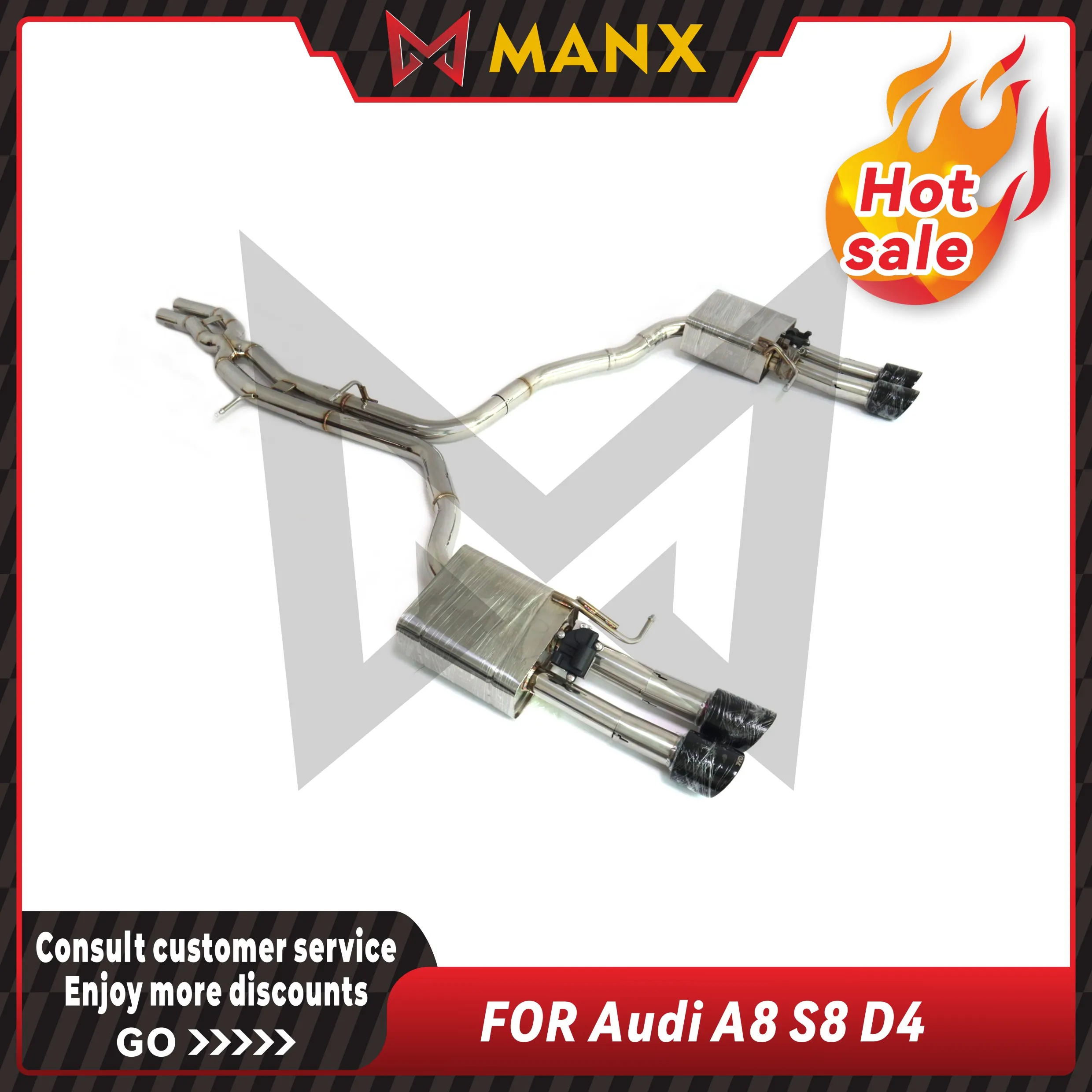 

Valved Cat-Back Exhaust System for Audi A8 S8 D4 304 Stainless Steel Active Exhaust With Remote Control
