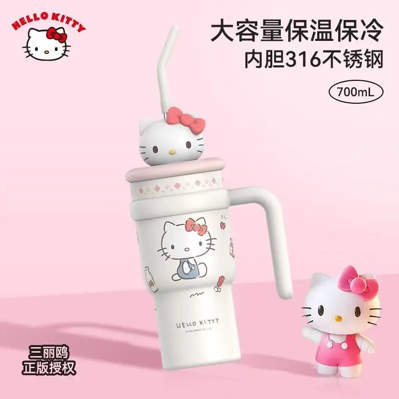 

Hello Kitty Ice King Cup, Insulated Cup, High Appearance Level for Girls, Straw Cup, Cold Water Cup New Style
