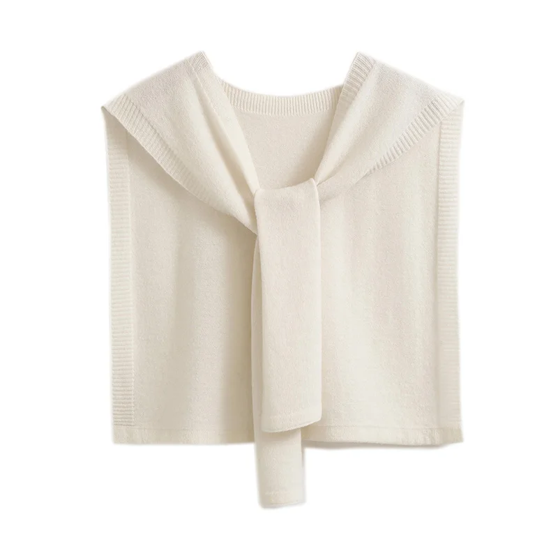 All Season 100% Merino Wool Knitted Shawl Women Autumn Winter Simple Style Soft Knitwear Korean Popular Cappa Fashion Top