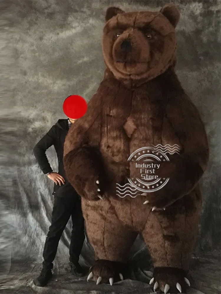 2.6M Inflatable Coffee Bear Cosplay Costume Blowing Up Brown Bear Costume Mascot Performance Props Full Body clothes Christmas