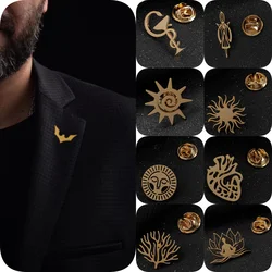 Tree of life simple brooch, snake shot glass, yoga symbol men's pin, sunflower badge, collar pin, gift from father