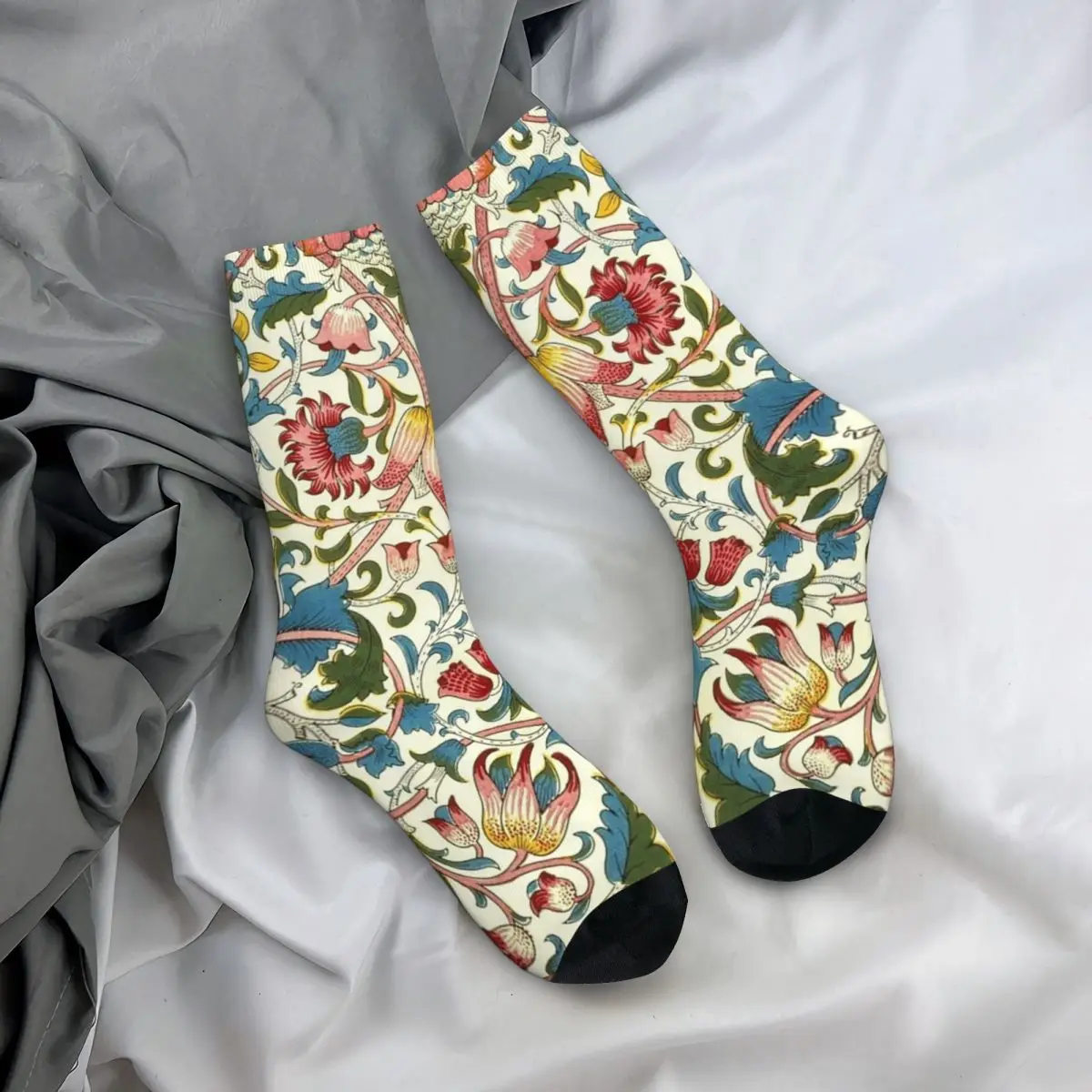 

Носки William Morris с цветочным текстильным узором, супер мягкие чулки в стиле Харадзюку, всесезонные длинные носки, аксессуары, мужские рождественские подарки