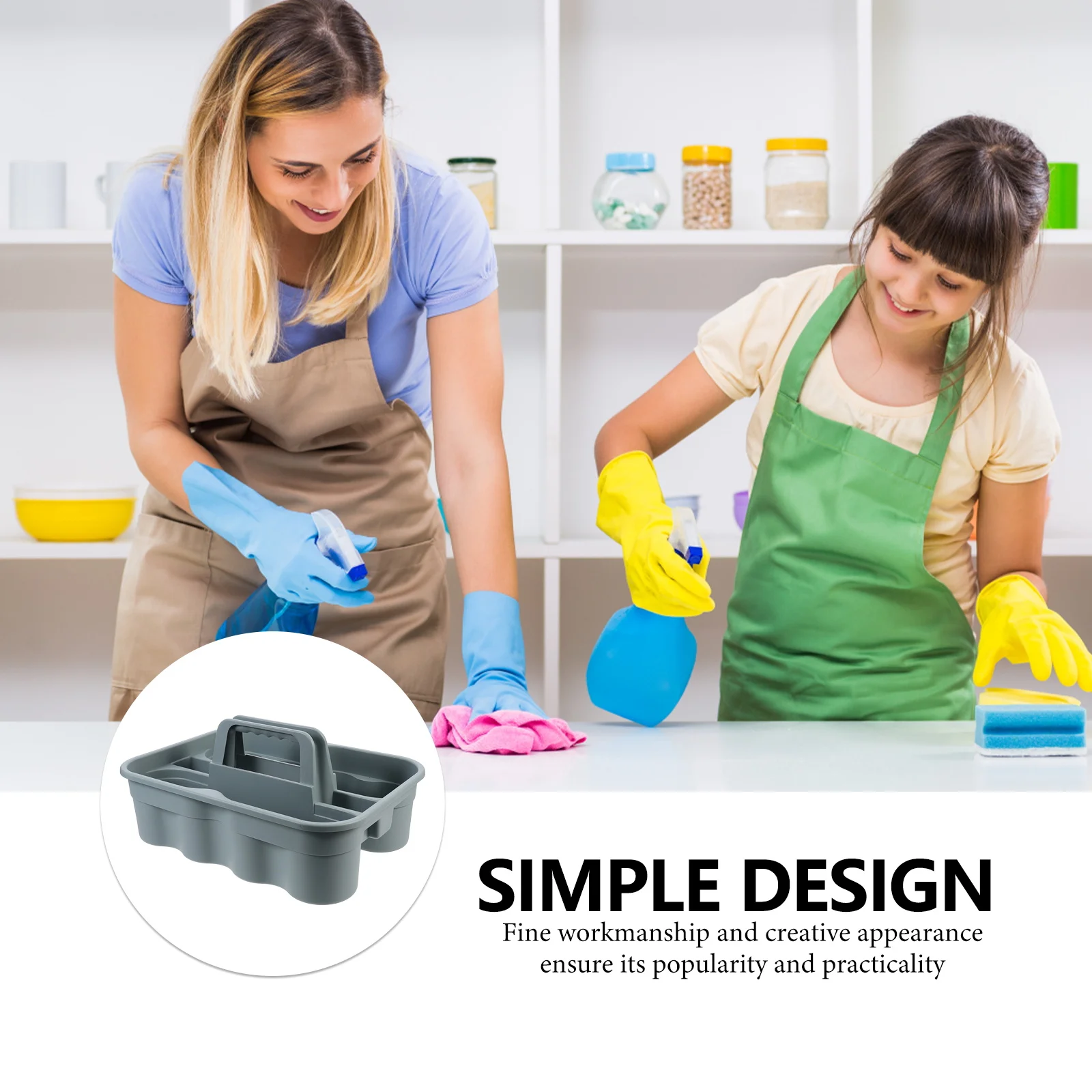 

1pc Cleaning Basket Storage Organizer Multi-Compartment Portable Supplies Plastic Tool Box Container Home Storage Solution
