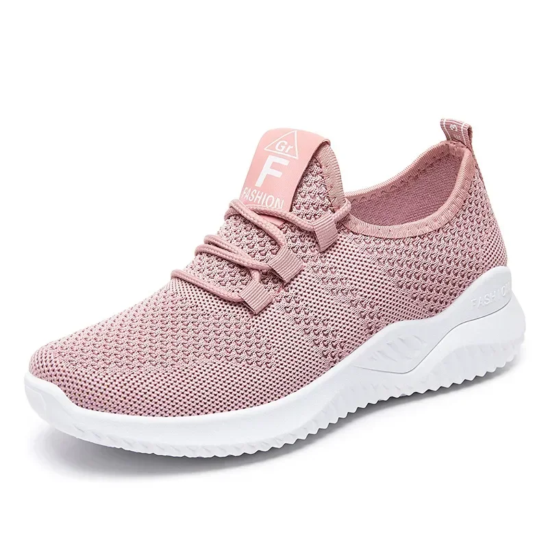 2024 New Women's Casual Running Shoes Breathable Single Shoe Soft Sole Lightweight And Comfortable Sports Shoes Mesh Lace Up