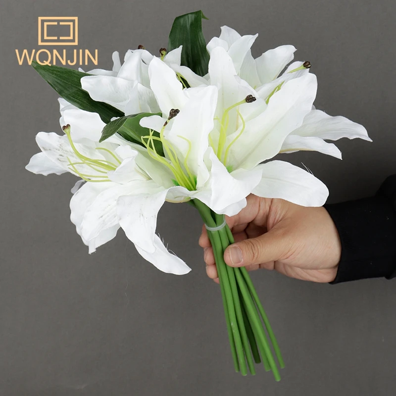 11 Köpfe/Los weiße Lilie künstliche Blumen Party Hochzeit Braut strauß gefälschte Pflanze für