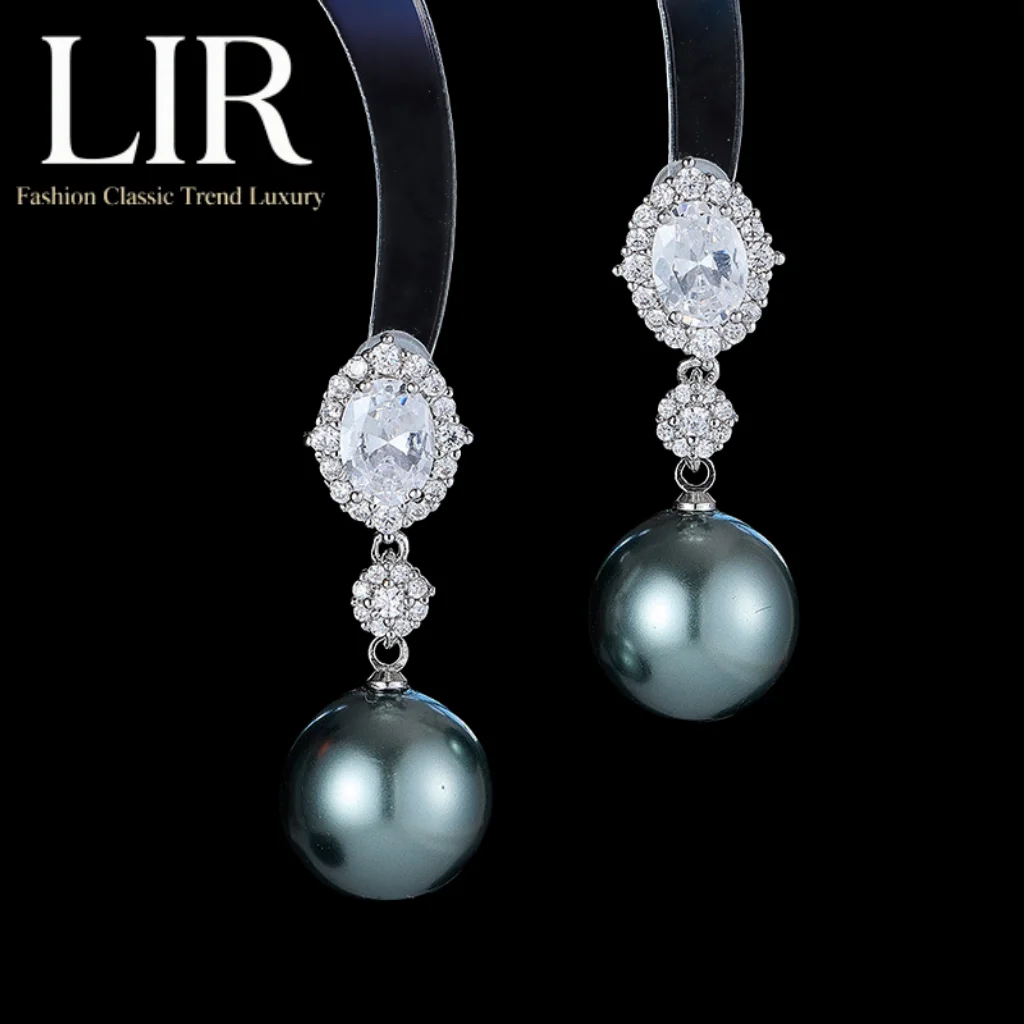 

Роскошные серьги LIR French Light: серый жемчуг AAA с цирконом, уникальные нишевые, идеально подходят для офисных женщин