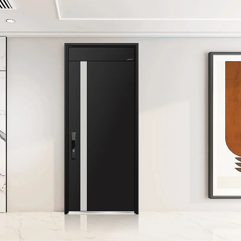 Exterior Security Black Door Residential Anti-theft Iron Door Modern Household Single Steel Door