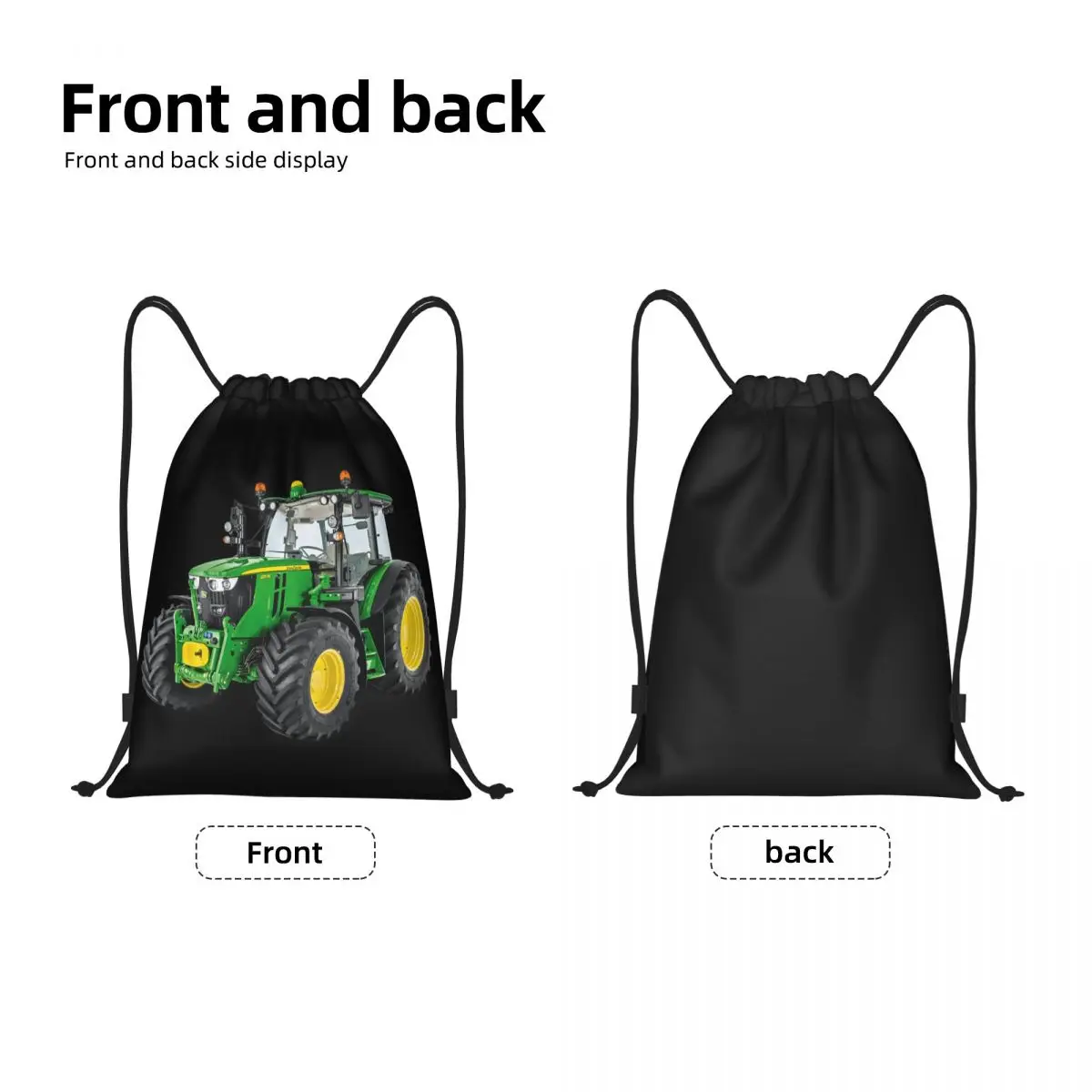 Custom Tractor Drawstring Bags for Shopping Yoga Backpacks Women Men Sports Gym Sackpack