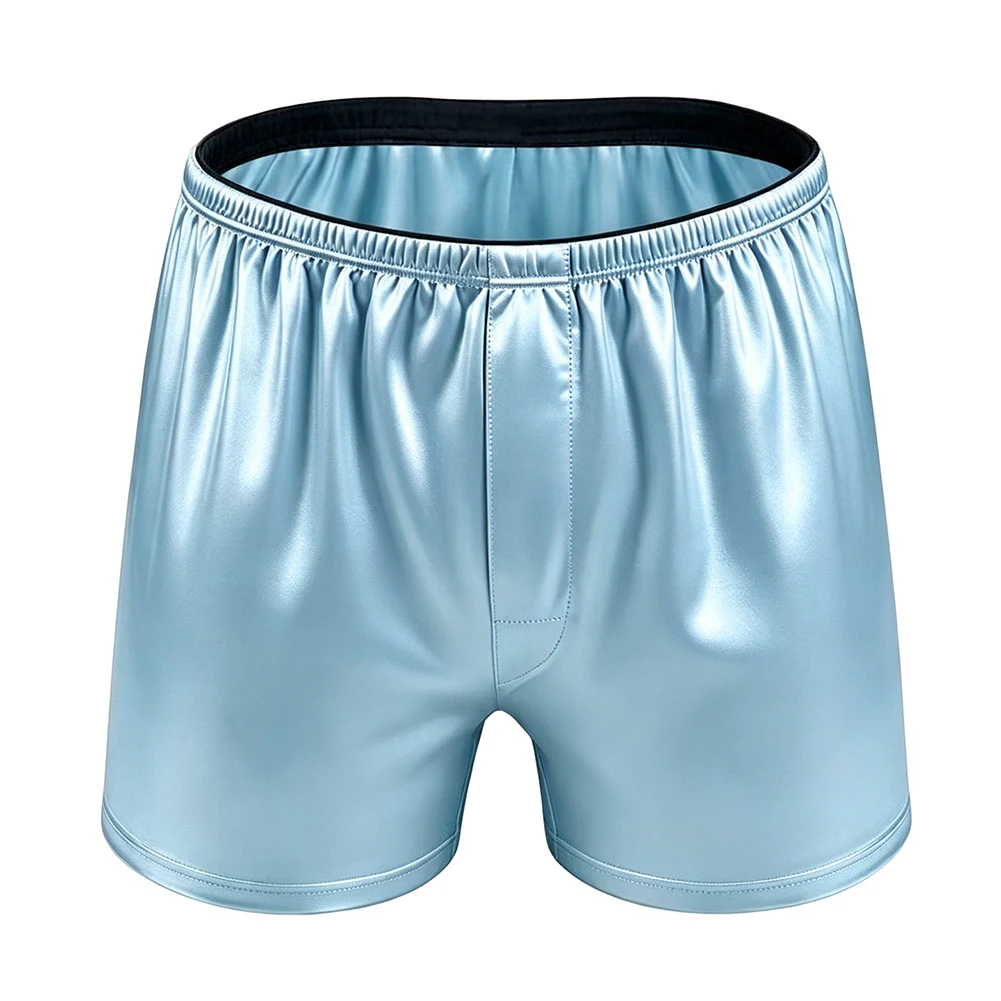 Men\'s Mid Waist Trunks with Satin-Like Smoothness for Light and Sporty Casual Wear - Loose Comfort Fit Men\'s