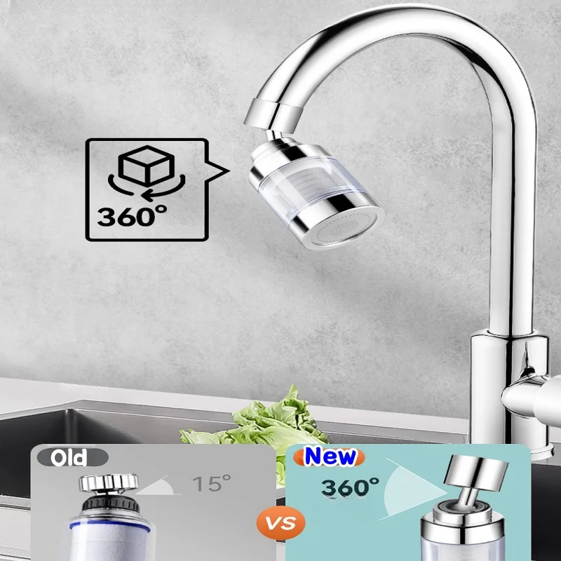 3 Modes Faucet Filter Stainless Steel Filter Cartridge Tap Water Purifier Kitchen Faucet Extender Anti-Splash Blistering Spout