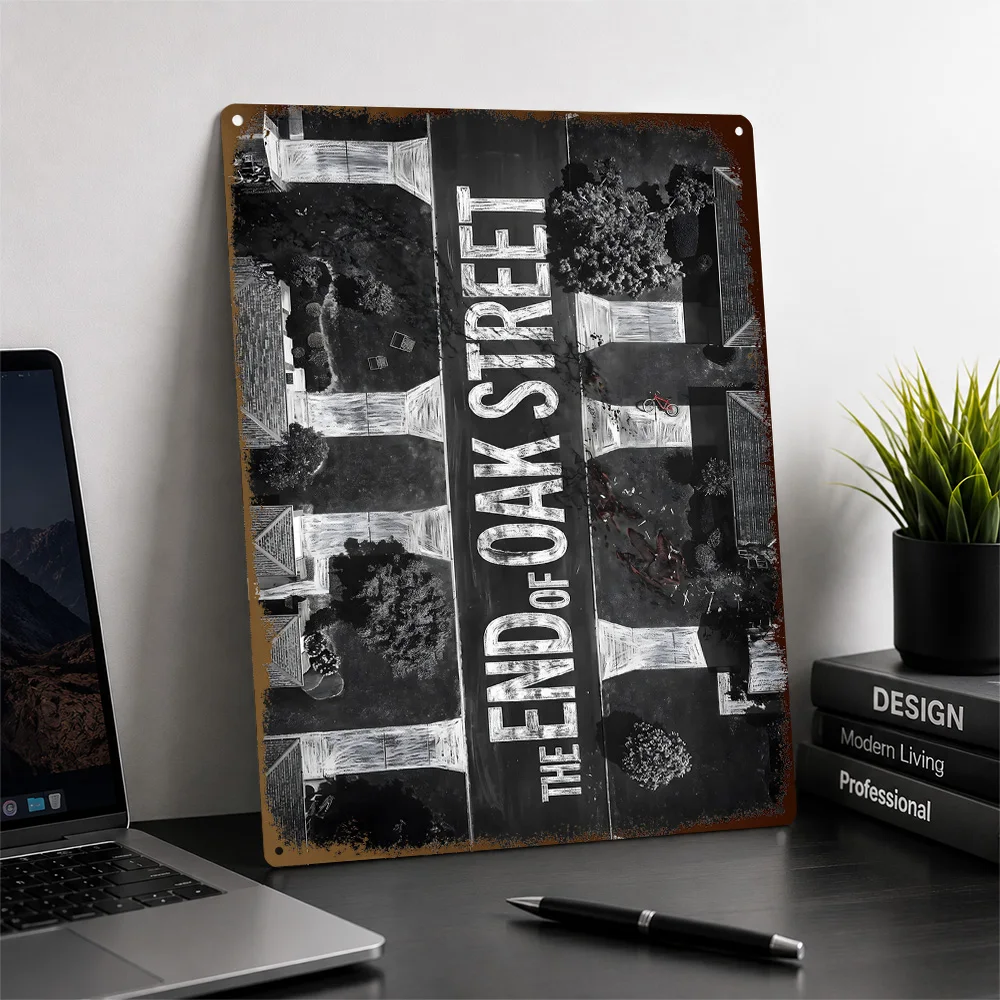 End Of Oak Street Aerial Neighborhood Printed Poster Personalized Metal Sign Dynamic Hero Design Wall Art Collector Room Decor
